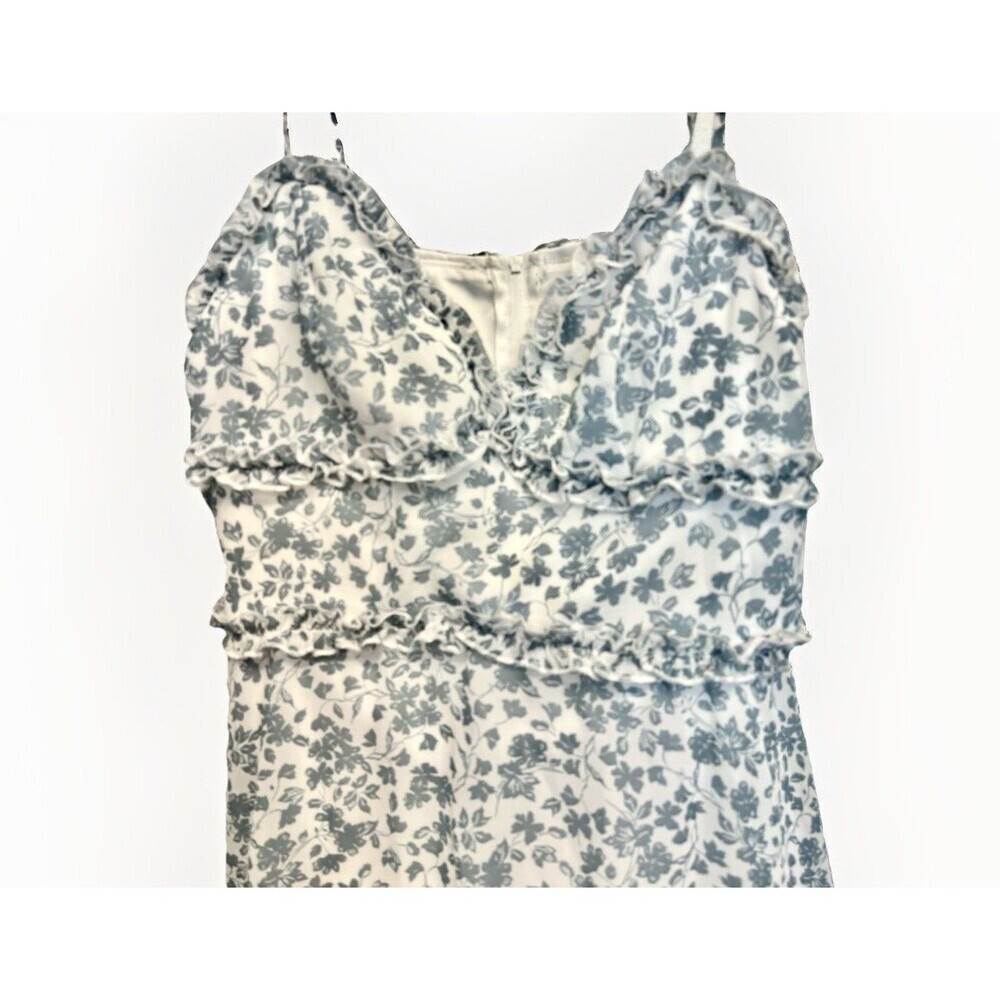 B Smart Y2K Babydoll Floral Cottage White Blue Girly Milkmaid Mini Dress Large - Picture 4 of 9